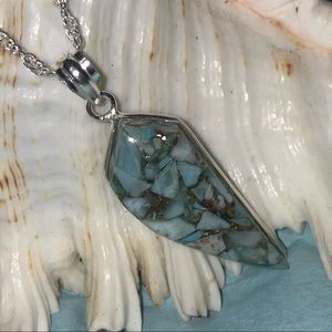 Copper Larimar natural gemstone pendant